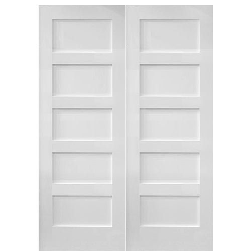 8755 Double | 5-Panel Shaker Redi-Primed Solid Core Double Door