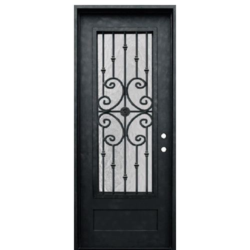 Villa 3/4 Iron Door | Villa 3/4 Lite Iron Door with Decorative Scrollwork 8-0 1D