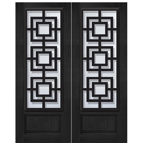 1-Panel 3/4 Lite Moderna-2 | 1-Panel 3/4 Lite Moderna Design Fiberglass Double Entry Door with Steel Grille.