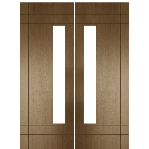 Santa Barbara 80-2 | Pair of 96" Tall Mahogany Modern Front Doors with Vertical Lites