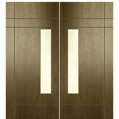 Santa Barbara 68-2 | Pair of 80" Tall Modern Mahogany Exterior Doors with Vertical Lites